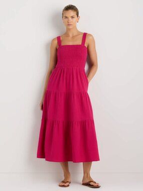 Quince 100% Organic Cotton Gauze Smocked Sleeveless Maxi Dress